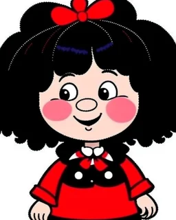 3D. Hyperrealistic photograph of Mafalda in real life, with a bowtie or butterfly type bow on her head. Straight hair. (((Whole body)))