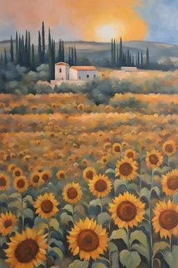 Painting of sunflowers in Israel
