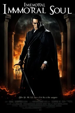 Movie Poster -- "Immortal Soul," - After witnessing the murder of his wife, at the hands of an evil vampire, he vows to avenge her death even if it takes him to the end of time, but he must become that which he loathes the most, a vampire. The evil vampire lures him to his castle, where he imprisons him, tortures him, and ultimately turns him. But he, still vowing to avenge his wife's death, escapes the vampires clutches to fight another day. Starring Paul Stanley and Stephen Rae