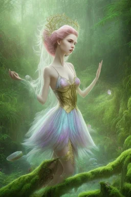 Beautiful modern generation Fairy Princess in the lagon forest in the 12PM in the afternoon ín realistic picture, 24K Optic Resolutions, ultra HD, Professional PHOTOGRAPHY,