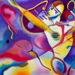 A beautiful angel in the style of Abstract Expressionism, complex, incomprehensible, fantasy, magical, three-dimensional, voluminous, symmetrical, artistic, 4K, 8K, Wassily Kandinsky, Paul Kole, Franz Mark