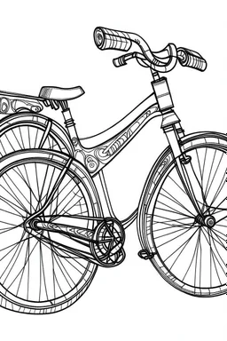 Outline art, no shading, , cartoon style, power bicycle, black and white, low detail, --ar 9:11