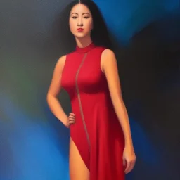 Full body portrait, painting, medium shot lady