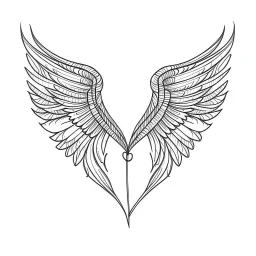 simple line drawing of a heart with wings against a white background.