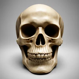 ANATOMICALLY CORRECT digital photograph of the SKULL OF A freshly skinned SMILEY FACE with fine line, highly detailed, high resolution, 8k 3d, vray, horrorcore,