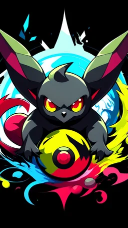 Couleurs dominantes: Fond principal noir, représentant l'aspect sombre de Yubel Dark. Couleurs vives de type Pokémon telles que le rouge, le bleu, ou le jaune pour ajouter des éléments dynamiques. Personnage central: Yubel Dark en tant que personnage principal, au centre du logo. Yubel Dark peut être représenté de manière intimidante et mystérieuse, avec des détails sombres et des contours distincts. Éléments Pokémon: Intégration de certains Pokémon emblématiques ou éléments de l'univers Poké
