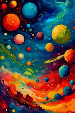 galaxy, sky, colorful, planets, van goh