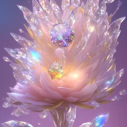 one big crystal subtle flower in a galactic ambiance with a beautiful fairy, transparent petals, delicate colors, in the foreground, full of details, smooth，soft light atmosphere, light effect，vaporwave colorful, concept art, smooth, extremely sharp detail, finely tuned detail, ultra high definition, 8 k, unreal engine 5, ultra sharp focus