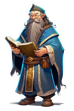young Dwarven student wizard with a D on his robes