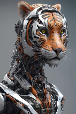human bird head tiger body shape robotic futuristic real engine very detail ultra hd