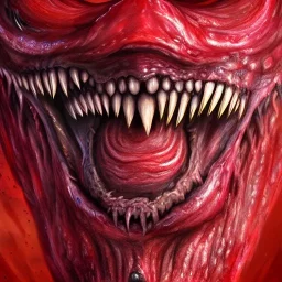 red, monster, tentacles, teeth, horror, detailed, realistic, gore, eyes, 8K, fantasy, scary, demonic, hyperrealism, huge, blood, creature, highly detailed