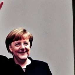 Angela Merkel in a Nazi army Uniform doing a Nazi salute