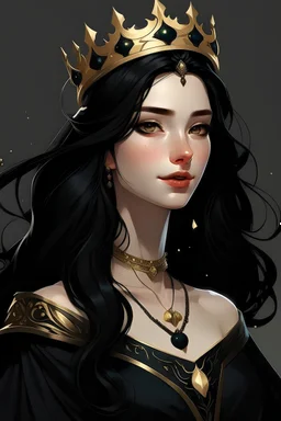 Mädchen mit schwarz glänzendem Haar die eine Hofdame ist