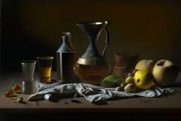 Still life on a table in the style of Vilhelm hammerschoi