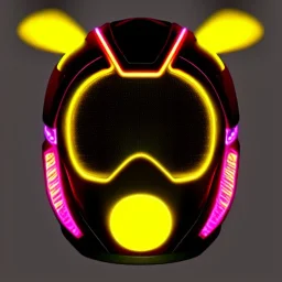 cyber bee, sci-fi, rounded face, blood, black, gold, brown, samurai helmet, decorative color feathers, retro, simetric, circuits, neon style, a lot of led lights, fog, rain, leather, vibrant color, highly detailed, art stations, concept art, smooth, unreal engine 5, god rays, ray tracing, RTX, lumen lighting, ultra detail, volumetric lighting, 3d, finely drawn, high definition, high resolution.