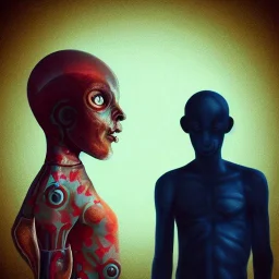 Boy alien and girl alien surrealism