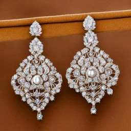 drop diamond and pearl earrings, art noveau, filigree, floral, breathtaking, highly ornate, delicate, intricate, photorealistic, high fashion, fine jewellery, luxury, designer