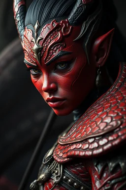 Ellan Musk, red skin, scales, unreal engine 6, high detail, intricate, cinematic. photoshoot style, intricate, studio lighting, masterpiece , highly detailed, 8k, best quality, dramatic,d,<lora:mshn:0.7>,<lyco:Warrior_Couture:0.5>,