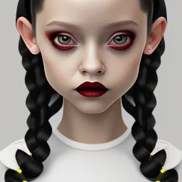 jenna ortega wednesday addams hair, wednesday addams make up, wednesday addams black dress, cinematic, wednesday style, hyper detail, 8k resulation