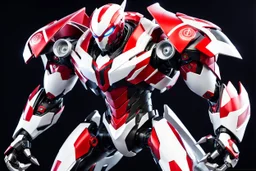 big venom robot with red and white color schemes, in the style of fairy academia, hard-edge style, agfa vista, dynamic pose, oshare kei, hurufiyya, rtx, close picture, intricate details, highly detailed, high details, detailed portrait, masterpiece,ultra detailed, ultra quality