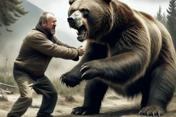 MAN FIGHTNG BEAR REAL LIFE PHOTOREASLITIC