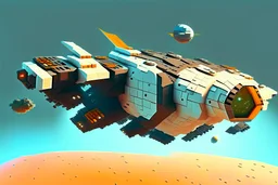 Spaceship, Over Planet, Modern Spaceship, Blocky,