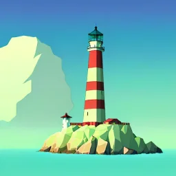 low poly scenery lighthouse bay by night