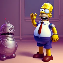 Full body, 3d render, homer simpson 1800's men style, 1800's hair style, 1800's men clothes style, robot, hyper realistic, octane render, unreal engine 5, 8k, palace background, uhd