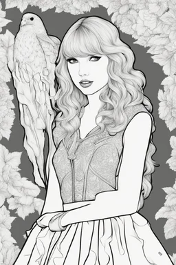 coloring pages of taylor swift for adults, Designs Black and white, No Shading