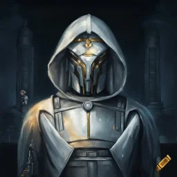 star wars bald male corellian jedi pilot wearing black and gunmetal grey old republic armored robes with gold trim, alone, battle-ready Jedi Master defending a ruined ancient city surrounded by golden light, centered head and shoulders portrait, hyperdetailed, dynamic lighting, hyperdetailed background, 8k resolution, volumetric lighting, light skin, fully symmetric details