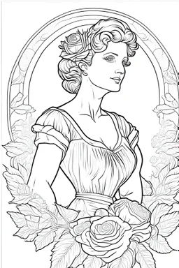 Outline art for vintage coloring pages for adults, white background, only use outline, clean line art, no shadows and clear and well