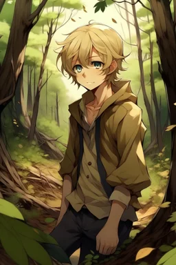 Dirty Blonde Anime Boy in the woods