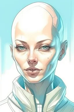 Portrait of a futuristic woman, creamy colors, Albanian, no hair