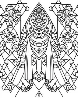 outline art for bold and easy coloring pages with A very simple and super minimal design featuring a beautiful egyptian geometric pattern., white background, sketch style, fully body, only use outline, cartoon style, clean line art, white background, no shadows and clear and well outlined