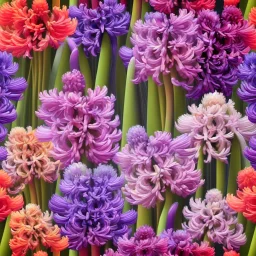 a highly detailed oil painting of a Hyacinth flower, repeating seamless pattern, beautiful and lush