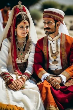 Balochi bride and groom with traditional dress