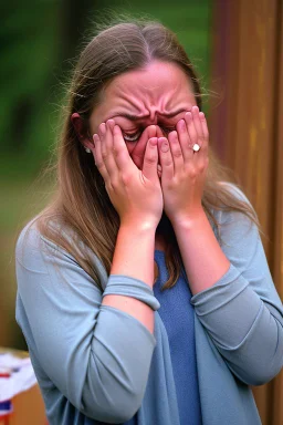 Marjorie Taylor Greene crying behind a dumpster