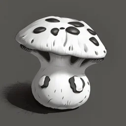 mushroom, black and white, cartoon, drawing, cute, creature, simple, mouth