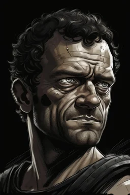 portrait roman markus antonius black comic style