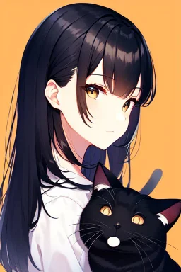 2d portrait of a cat footprint, Black hair