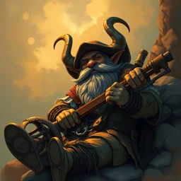 western dwarf bandit relaxing realistic fantasy art