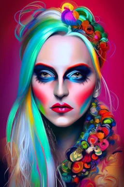 Extremly rich alternative opera artist Nena Lissou known for her colorful style portrait