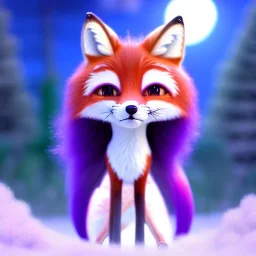 Cute beautiful princess fox kawai girl in the moonlight; beautiful eyes with beautiful eyelashes, glowing aura, shimmering light, magical world, extremely detailed long curly fur, high quality picture, beautiful full volumetric lighting, cinematic shimmering illumination, brilliant coloring, smooth, sharp focus, crispy quality, vray; Pixar, Disney, Artstation; HD, HDR, SF, CGSociety, 16k, photorealistic, unreal engine