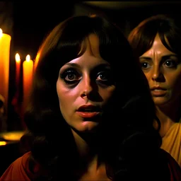 Horror movie shot, spooky, hot, ultra realistic, dine, women get excited, ultra realistic hot chaos, witch, ail, dynamic, very excited people, hypermaximalist figures, light, 1970's Italian horror movie, sinister,, Dario Argento, Stanley Kubrik, ornate, 4k, photorealism