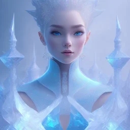 ice kingdom digital painting,a crystal - clear ice, majestic, ice fractal, Digital 2D Fantasy, Illustration,Character Design, magician