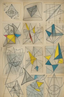 Detailed Kandinsky squares with Sketchy pencil outlines