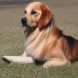 a dog with long golden hair