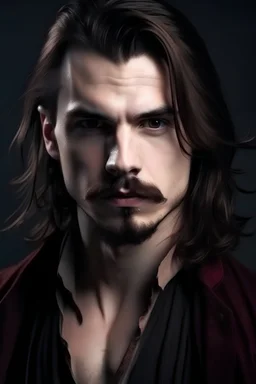 Young handsome vampire with goatee and brown hair