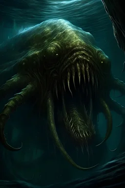 A (((disturbingly massive sea monster))) lurking in the (((ocean depths))) with its (((vast body looming around a (It Remain no eye )))) evoking a sense of foreboding and the unknown with its (lot of Sharpen Teeth) Remain Dying in Bottom of ocean