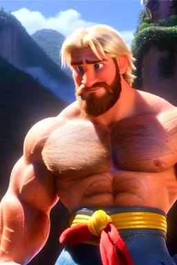 Ignore NSFW, teenager young rugged attractive slightly muscular fantasticly handsome blonde man, red briefs with yellow belt, hairy chest, (((visibly pisssing))) briefs, large erect visible boner peniss, photorealistic, artist Jay Anacleto, soft lighting, scruffy beard